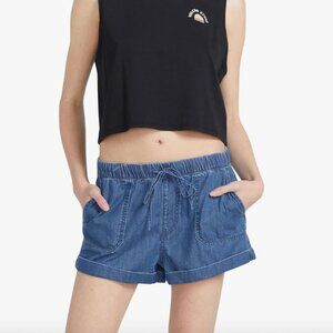 Volcom Sunday Strut Elastic Waist Short in Biarritz Blue